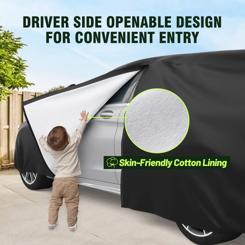 Favoto 6-Layers SUV Car Cover - Waterproof All Weather for Automobiles  Heavy Duty Outdoor Dust Rain Sun Protection Snowproof Car Tarp 4 Windproof Straps  Universal Fit for SUV (170-181 inch) - Image 3